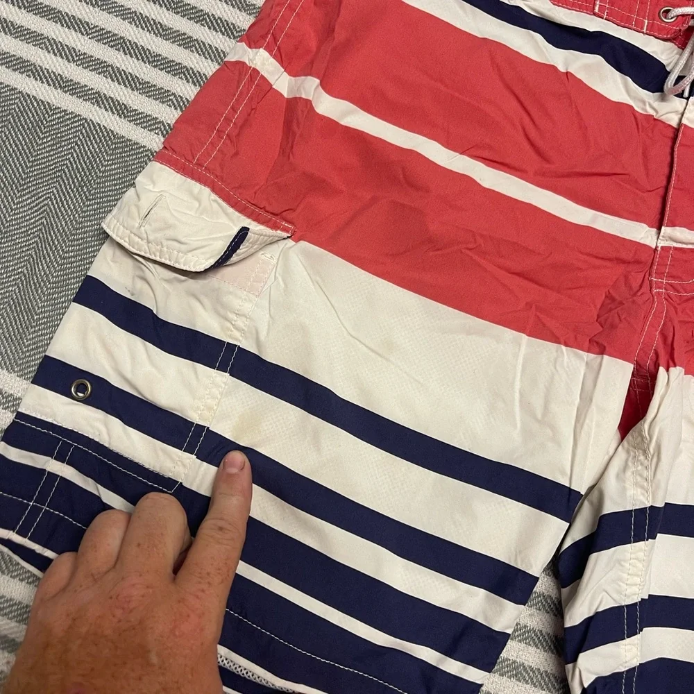 J. Crew Red, White, and Blue‎ Striped Board Shorts